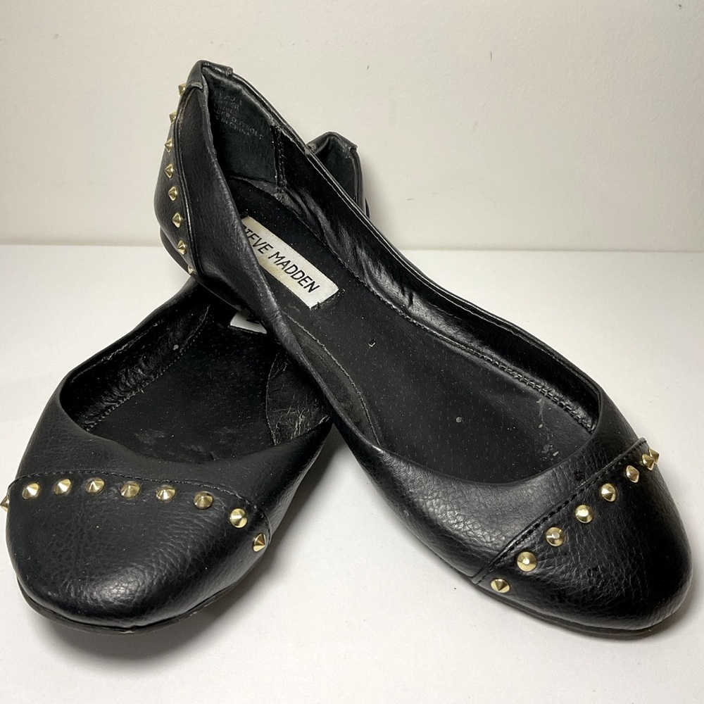 Steve Madden Black Gold Studded Flats (6)